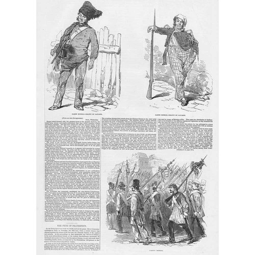 FRANCE Gardes Mobile in Paris - Antique Print 1848