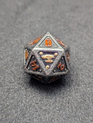 Dwarven Forge Metal D20 with custom inking/painting