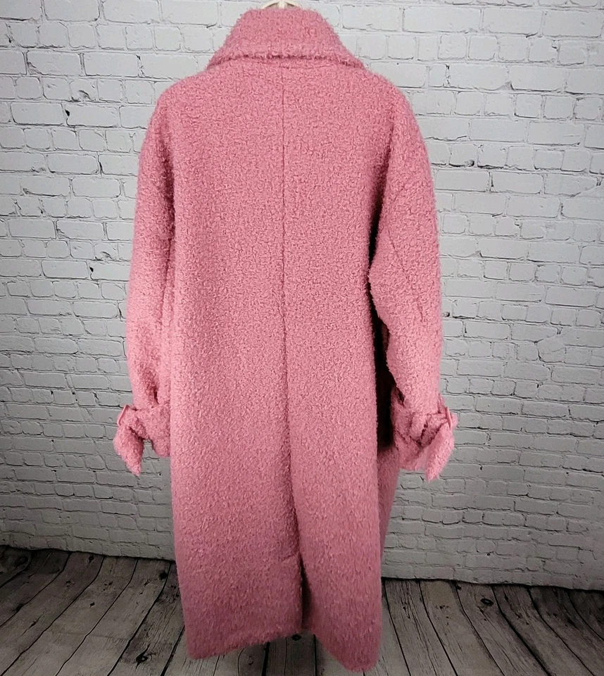 Abrigo largo con bolsillos forrados cierre a presión de piel sintética rosa de lujo talla 14 de ASOS Foto 2 de 4