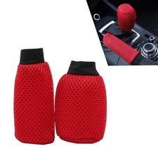 /Set Car Gear Shift Knob Cover  Car Handbrake Cover, Anti-Slip Car 2 PCS Red