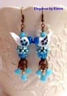 White Birds Blue Tassels Handmade Lampwork Beads Tassel Statement Boho Beautiful — photo 2