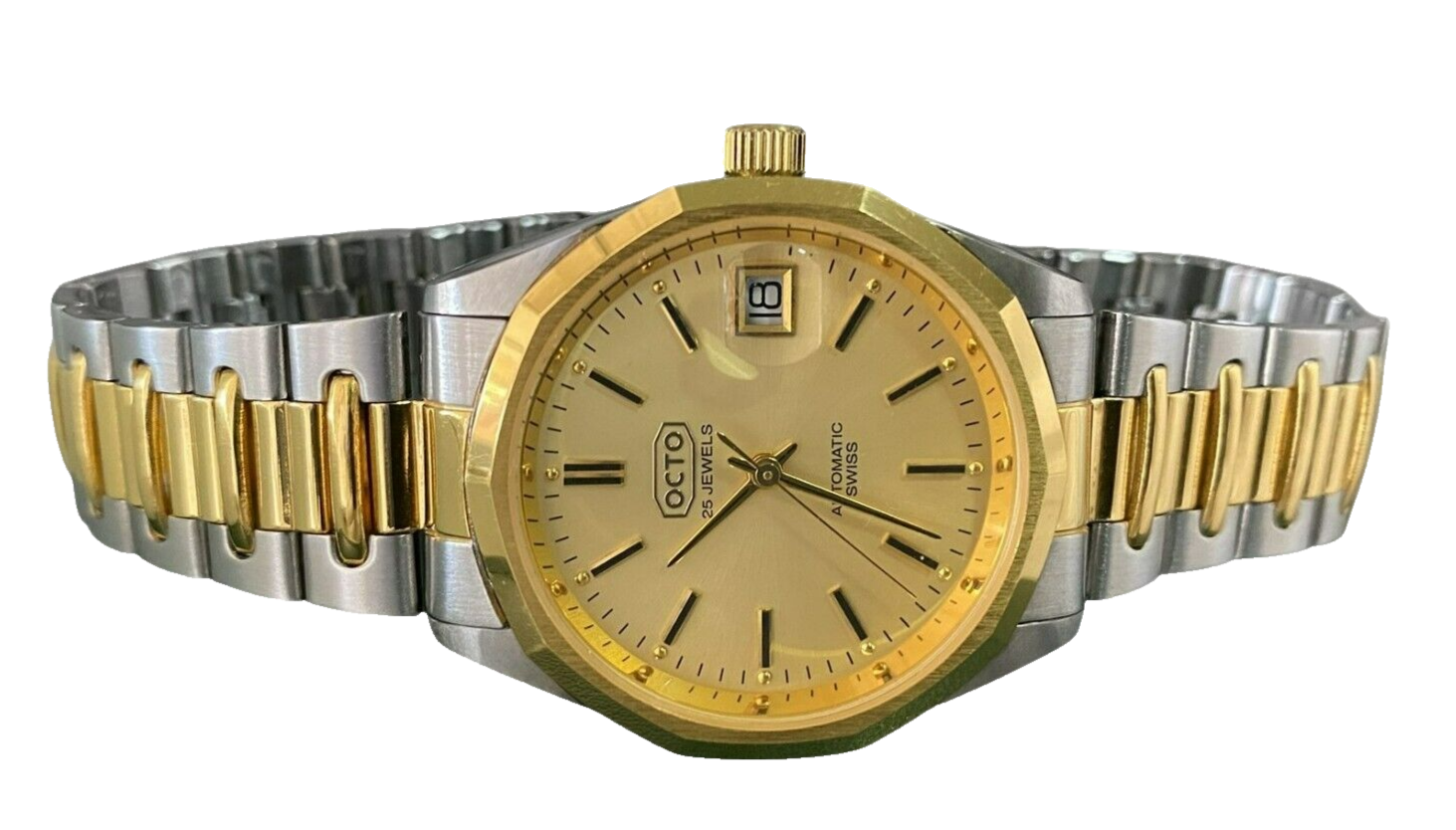 Octo Automatic Gold Dial Two Tone Stainless Steel Gents Watch Swiss-Made