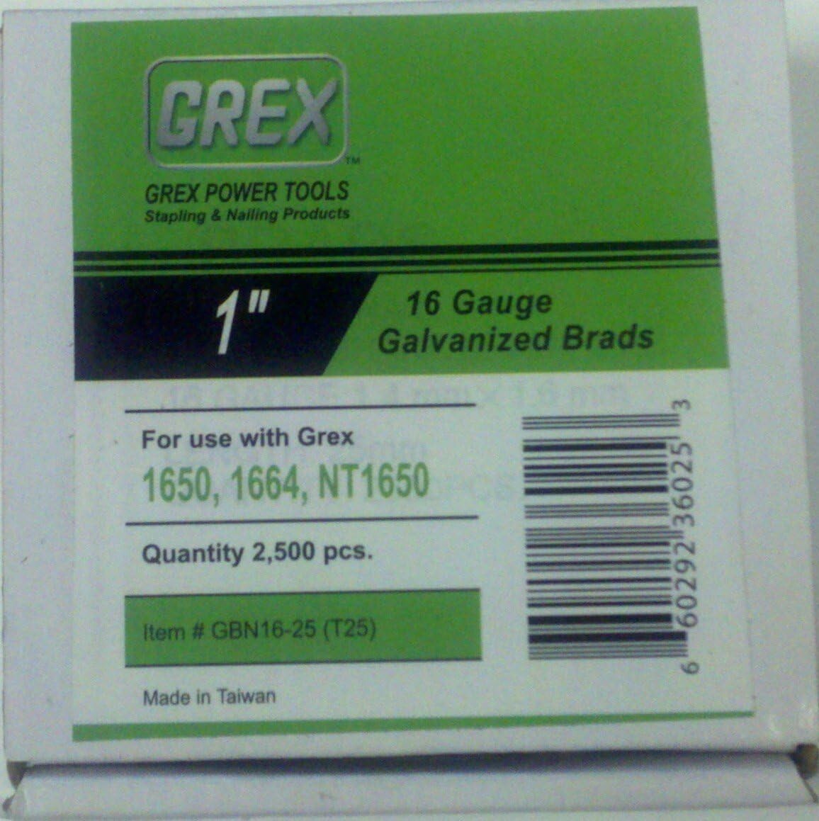 Grex GBN16-25 (T25) 1 In. 16 Ga. Brad Nails, Galvanized, 2,500 CT | eBay