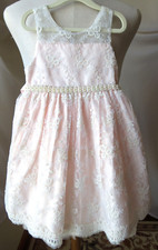AMERICAN PRINCESS GIRLS PARTY DRESS SLVLESS PINK/WHITE FLORAL EMBROIDERY 5 NEW