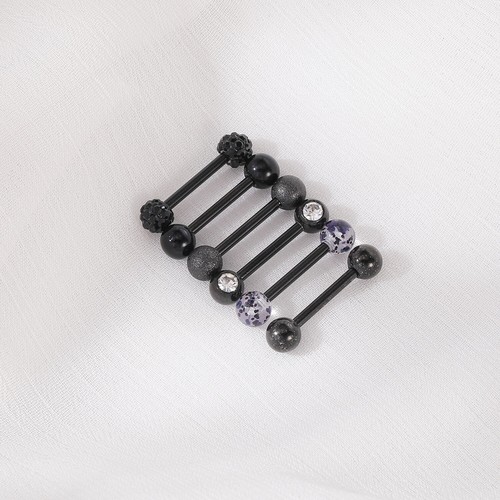 6 Pairs/Lot 14G Stainless Steel Tongue Ring Barbell Nipple Ring Piercing Jewelry - Picture 8 of 17