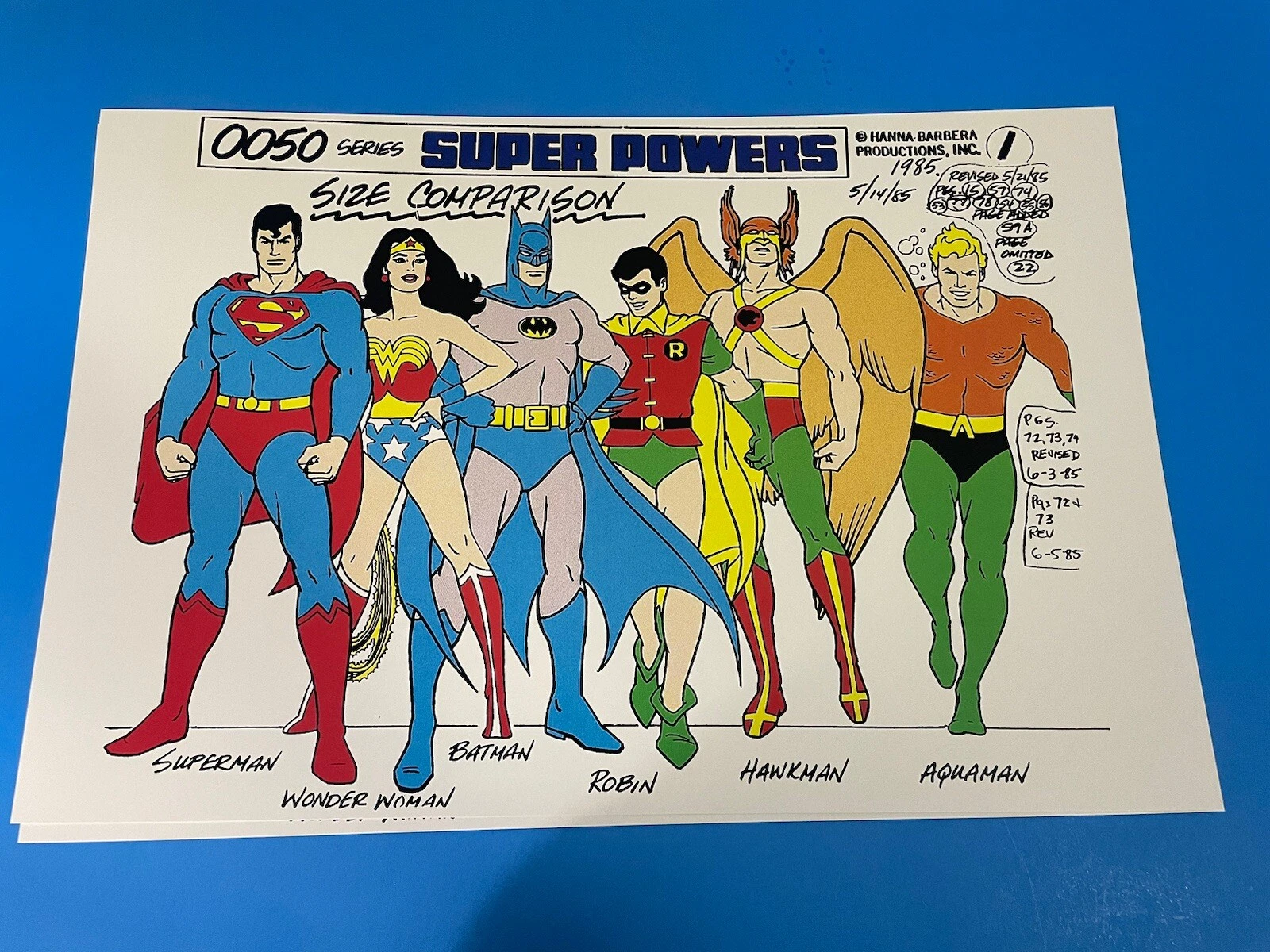 HANNA BARBERA 슈퍼 파워 사이즈 비교 포스터 핀업 NEW (슈퍼맨 배트맨)-Freehip.co.kr