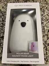 West & Arrow color-changing LED Polar Bear Squishy Mood Light Night Light NIB