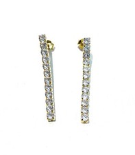 Tennis Ohrringe 925 Silber Galvanisch Gold mit weißen Zirkonia von Wa Jewels