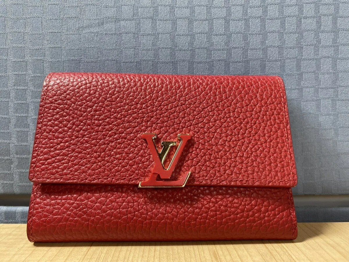 Authentic 2016 Louis Vuitton Capucines Compact Scarlet Red Wallet SPB  GW-301503