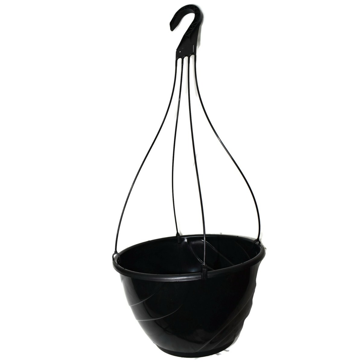 Set Of 5 Black 12" Deco Swirl Plastic Hanging Baskets – Commercial Grower Grade