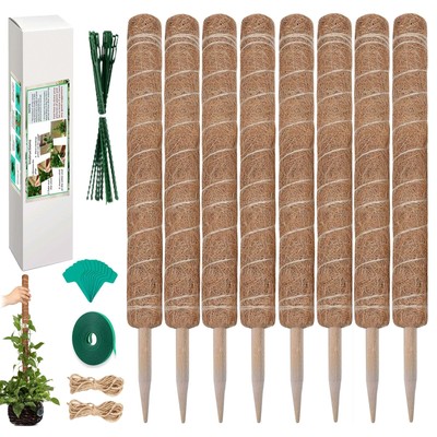 Moss Pole 164 inch 8 Pack Plant Moss Pole for Plants Monstera Pole 20.5'', Coc...