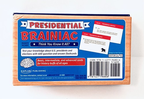 Presidential Brainiac Flashcards - 600 Historical Facts and Trivia - Kaplan - Picture 2 of 4