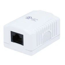 1-Port CAT5e RJ45 Keystone Jack Loaded Surface Mount Box SMB White - 1-100 Lot