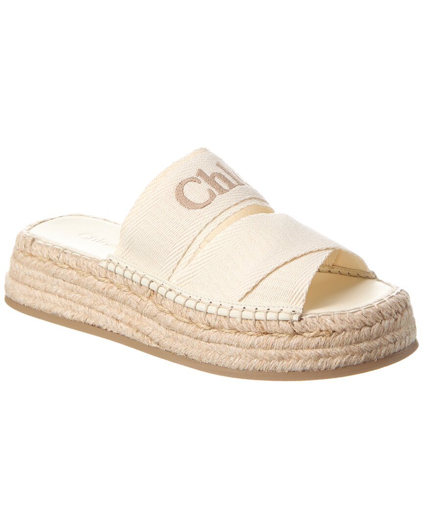 Женские босоножки на платформе из парусины Chloé Mila, белые 37