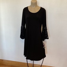 New 79. R M Richards size 14 black lace sleeves washable made in USA dress