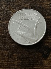 1952 Italy 10 Lire Aluminum Plow Value within wheat ears Actual Coin TK7371*