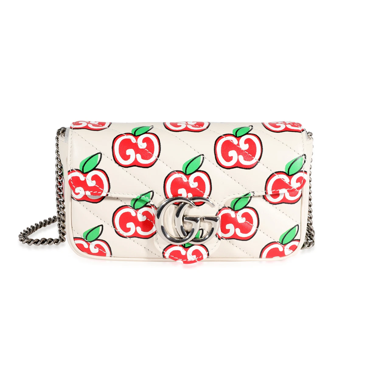 GG Marmont Mini Wallet On Chain in White - Gucci