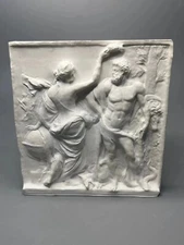 Handcrafted Ancient Greek Hercules Wall Relief Sculpture, Classical Roman Panel