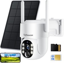 3K/4MP 4G LTE Cellular Solar Outdoor Security PTZ Camera, TF Card, SIM Card, NV