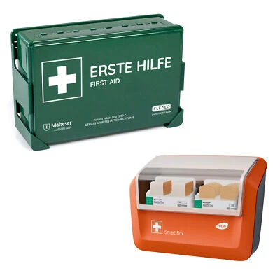 FLEXEO Betriebsverbandkasten DIN 13157 grün inkl. gefüllten Pflasterspender