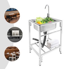 Stainless Steel Single Bowl Basin Sink Kitchen Sink Freestanding, Sink Mats