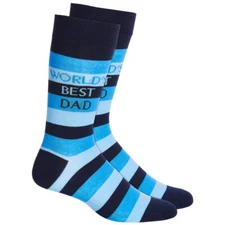 CLUB ROOM Blue Stripe Worlds Best Dad Father's Day Novelty Crew Socks NEW