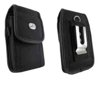 Black Canvas Case Pouch Holster with Belt Clip/Loop for Cricket Vision Plus