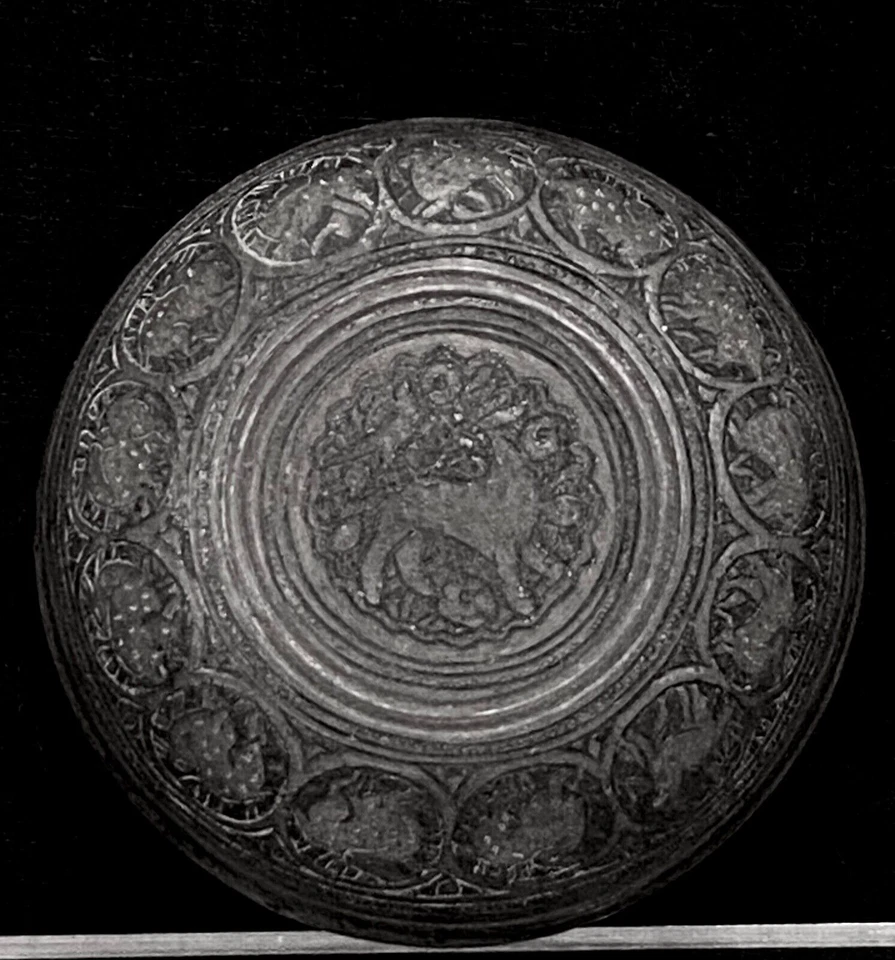 Antiguo cuenco grabado a mano genuino persa de Oriente Medio "SAFAVID / QAJAR" 2 lados Foto 3 de 4