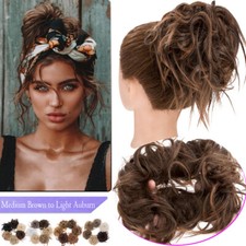 Messy Bun Hair Piece Tousled Updo Extensions for Women Wavy Curly Scrunchies 7in