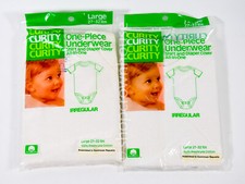 2 Vintage 80's Curity One Piece Underwear Shirt  Diaper Cover Irregular LARGE
