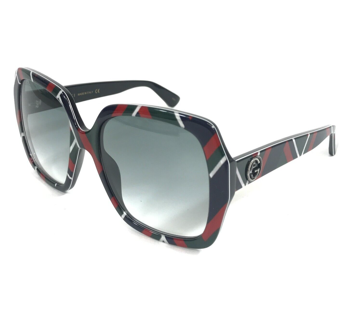 Gucci Sunglasses GG0096S 005 Black Green Red White Square w Gucci Sunglasses GG0096S 005 Black Green Red White Square w