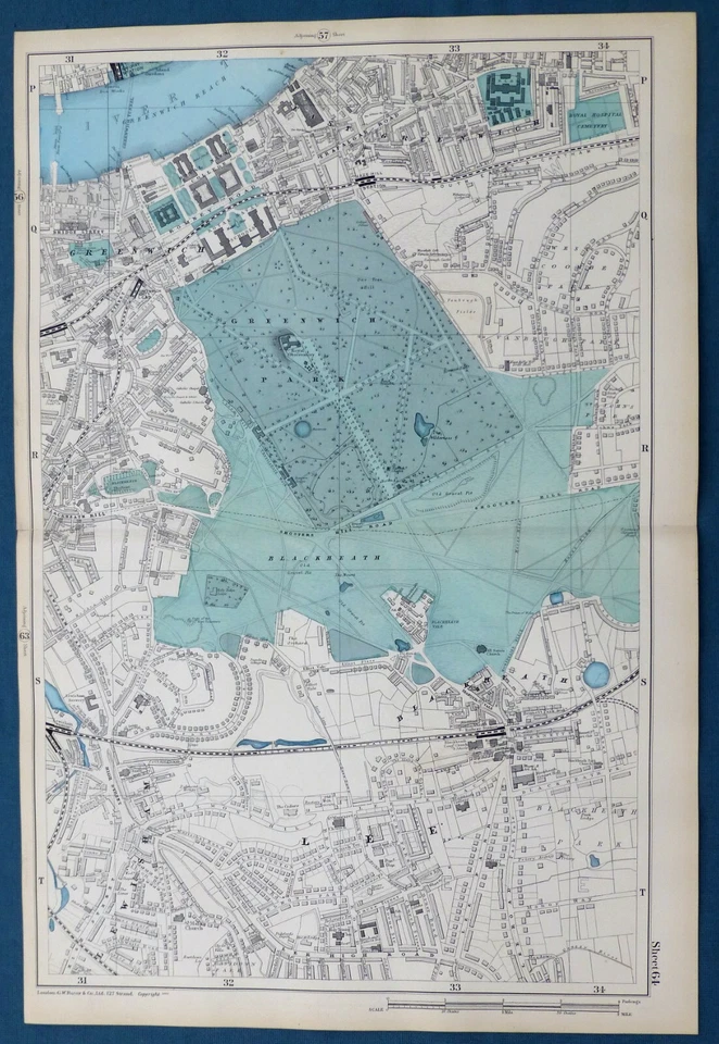 LONDRES - GREENWICH, LEWISHAM, BLACKHEATH - Mapa antiguo original - Tocino 1909. Foto 4 de 4