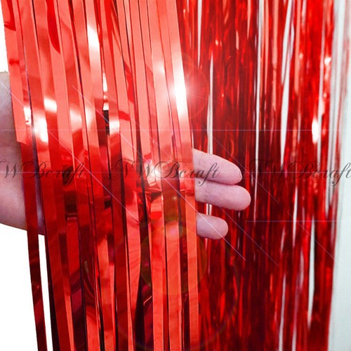 Red Metallic Foil Fringe Tinsel Curtain Wedding Backdrop Xmas Party eBay