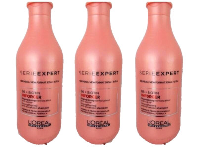 3 Loreal Inforcer B6 Biotin STRENGTHENING ANTI BREAKAGE SHAMPOO 10.15 oz(938)