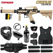 Maddog Tippmann Cronus Tactical Protective HPA Paintball Gun Package Black Tan