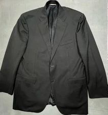 Canali Blazer Mens 46 Black 2 Button Notch Lapel Lined Suit Jacket Made in Italy