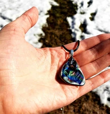 Rainbow Shell Pendant / Paua / Iridescent Shell Necklace / Abalone Necklace
