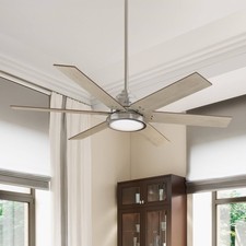 60" Hunter Warrant Brushed Nickel LED DC Ceiling Fan with Wall Control