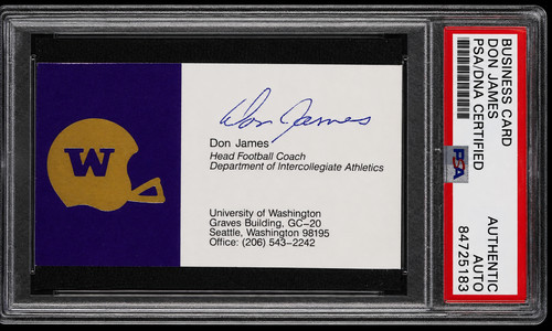 Signed Don James Business Card HOF Autograph The Dawgfather 1991 Champs Auto PSA