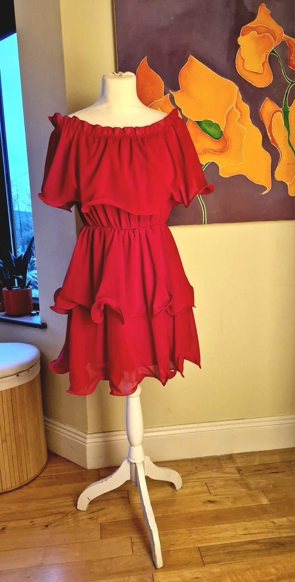 Red PRETTYLITTLETHING Off the Shoulder Dresses for Women for sale | eBay UK