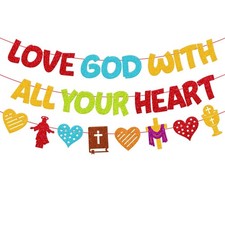Valentines Day Christian Bulletin Board Decoration Love God with All Your Hea...