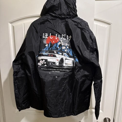 NIEPCE Men's Black Windbreaker Jacket Full Zip Hooded Logo Accents Size 2XL image 4