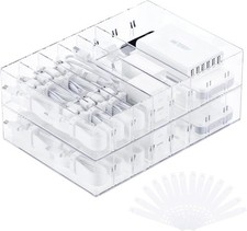 2 Pcs Clear Cable Organizer Box Large Adjustable Storage Case for Desk  Office