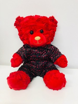 Build a Bear Rote Rosen Plüschtier Kuscheltier mit Outfit. Schlafanzug Liebesherz