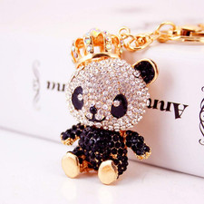 Cute Panda Shape Crystal Rhinestone Sparkling Keychain Bag Pendant Handbag Charm