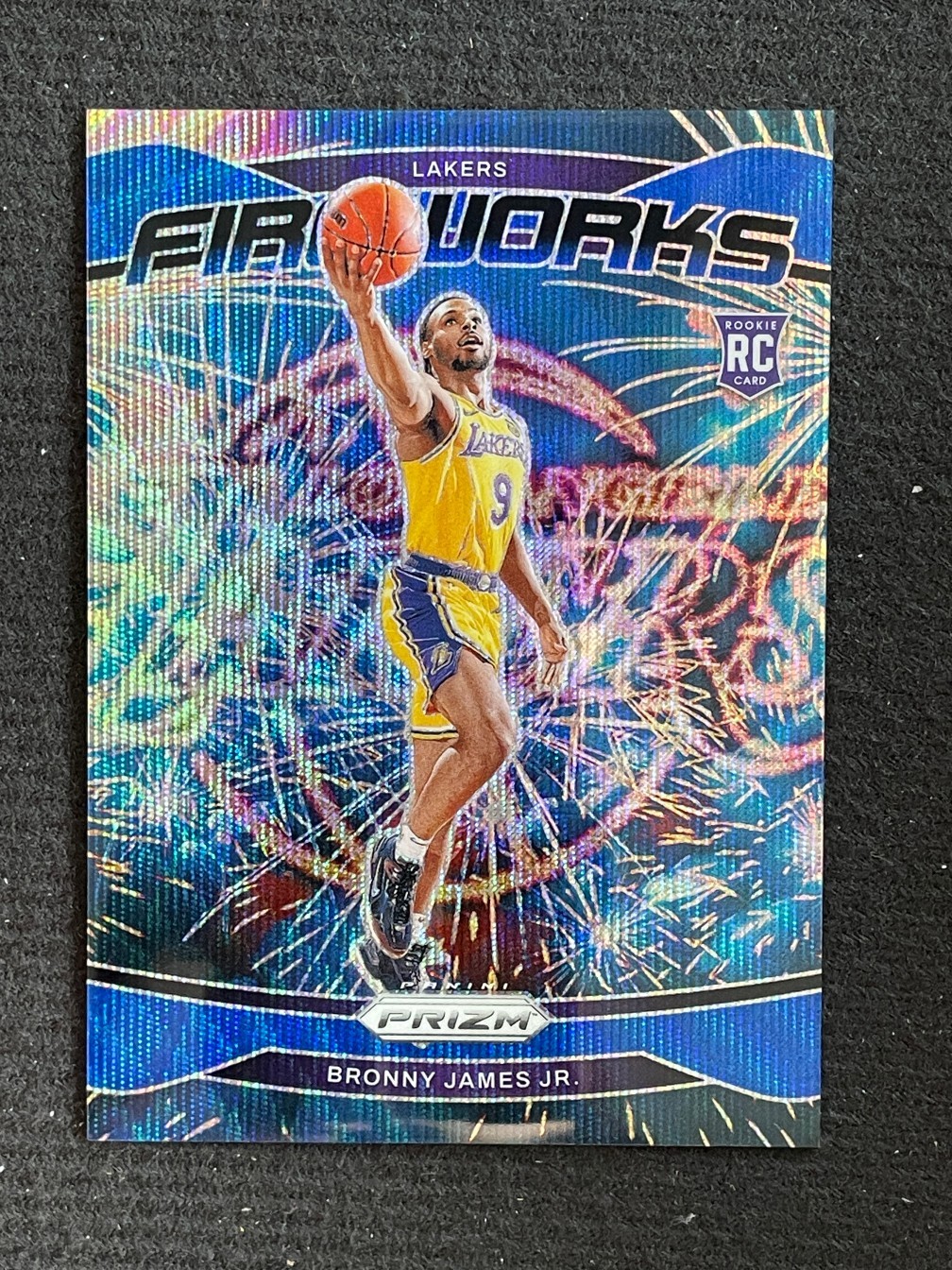 Bronny James Jr. 2024-25 Panini Prizm Fireworks Blue Wave Prizm 054/175 RC #14