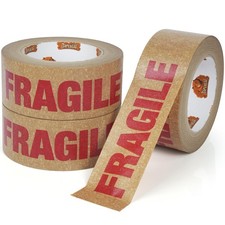 TAPEBEAR Fragile Tape Eco-Friendly Kraft Paper 2 inches x 55 yards, brown