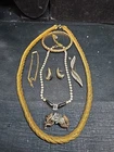 Trifari Gold tone Rhinestone Lot Bracelet Necklace Brooch Earrings Clip On