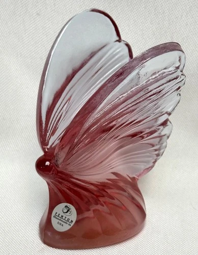 Fenton Glass Butterfly Figurine Dusty Rose Paperweight Pink Purple 4 1/2"