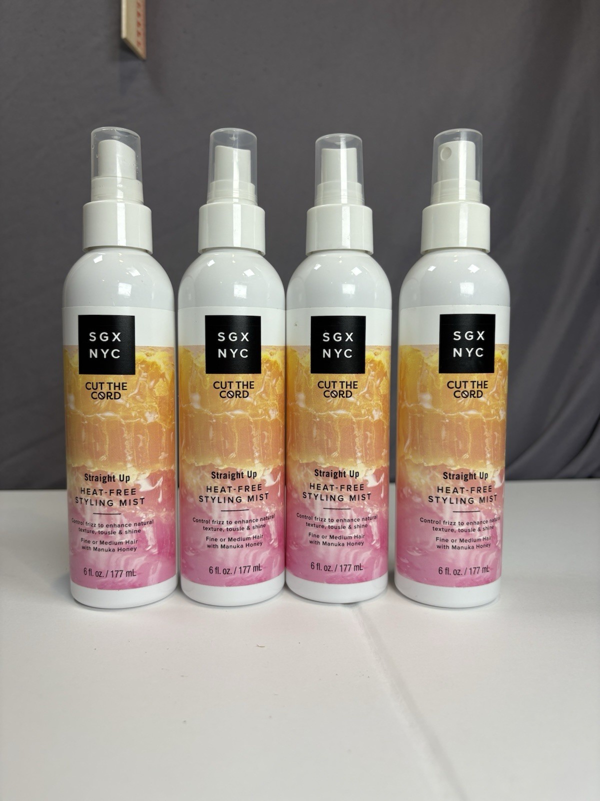 (4 PACK) SGX NYC Cut The Cord Straight Up Heat Free Styling Mist 6 oz each, New